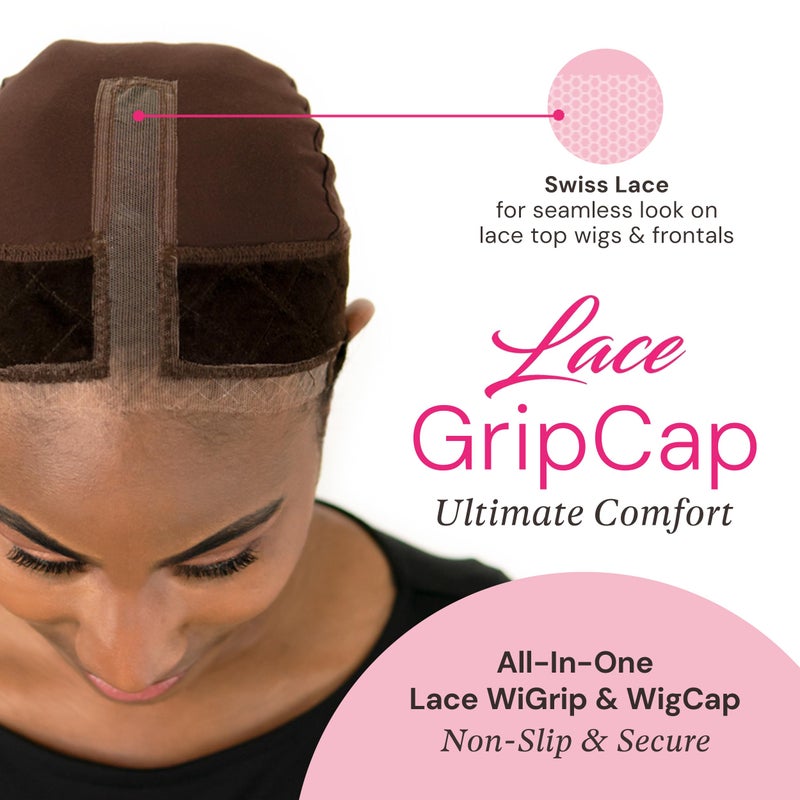 MILANO COLLECTION Lace Wig Grip Cap for Women, Adjustable Wig Caps for Women Non Slip with Headband to Secure Lace Top Perfectly in Place, One Size Fits All, Chocolate Brown, 2 Pack - Image 2